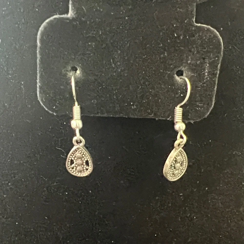 Sterling-Style Silver Teardrop Dangle Earrings